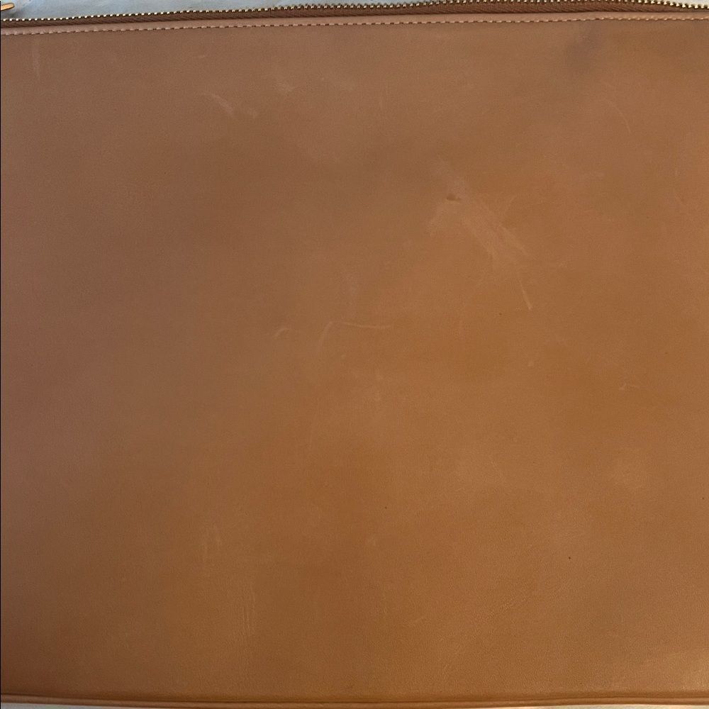 YSL Saint Laurent Rive Gauche Leather Wristlet Pouch - Camel - Picture 13 of 16